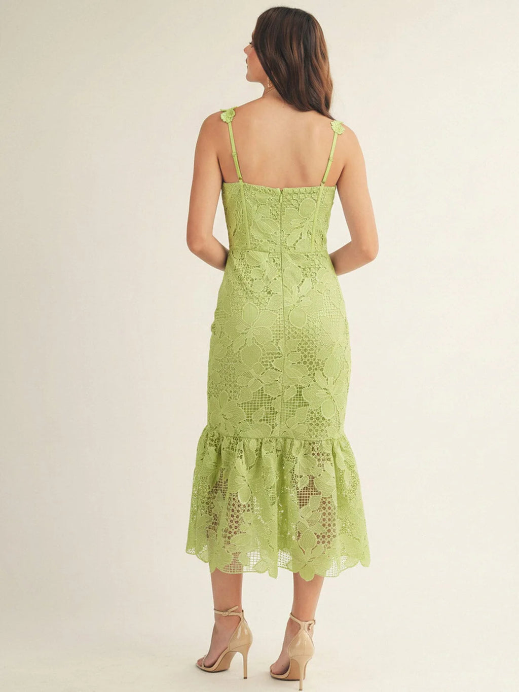 Lime Green Lace Bodycon Mermaid Maxi Dress