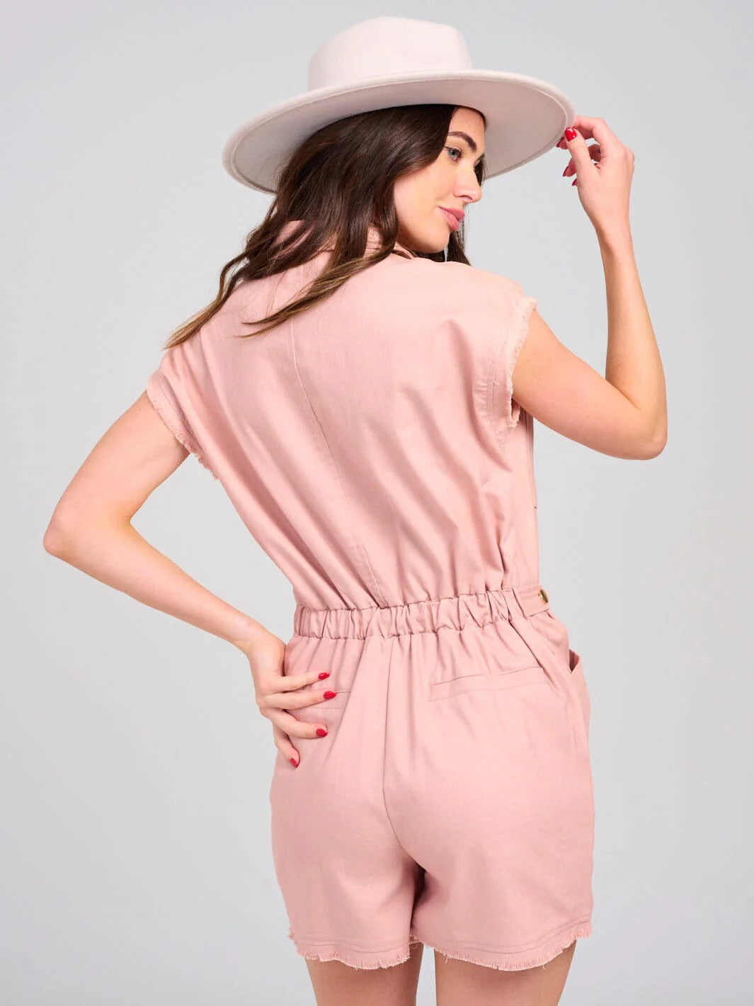 Blush Utility Romper | Button Front Summer Romper