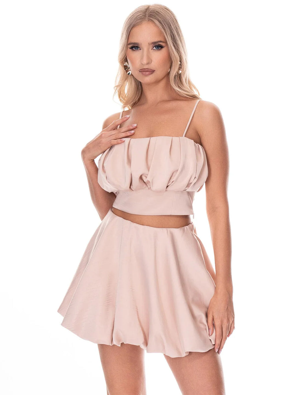 Blush Pink Matching Set | Crop Top & Flowy Skort