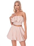 Blush Pink Matching Set | Crop Top & Flowy Skort