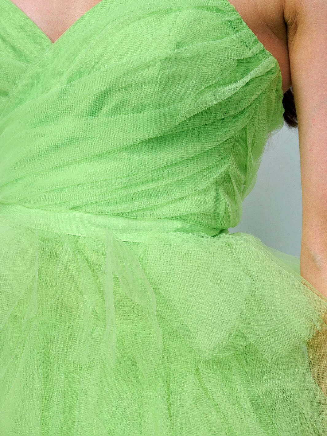 Lime Green Tulle High-Low Party Dress